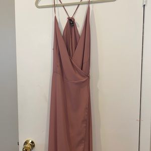 Pink wrap around high low dress size L